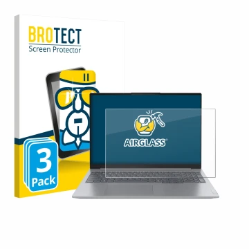 Face avant d’un emballage produit avec le logo de la marque BROTECT. À côté, l’appareil Lenovo ThinkBook 16 Gen 7+ est représe