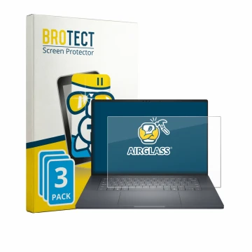 Face avant d’un emballage produit avec le logo de la marque BROTECT. À côté, l’appareil Dell Pro Precision 7 Series 16 est rep