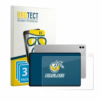 Face avant d’un emballage produit avec le logo de la marque BROTECT. À côté, l’appareil Honor Magicpad 4 12.3