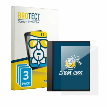 Face avant d’un emballage produit avec le logo de la marque BROTECT. À côté, l’appareil Boox Note Air 6 C est représenté avec 