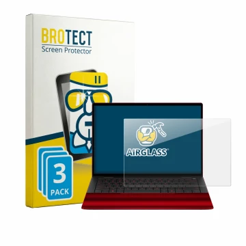 Face avant d’un emballage produit avec le logo de la marque BROTECT. À côté, l’appareil HP Scuderia Ferrari Notebook est repré