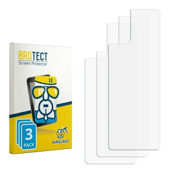 Face avant d’un emballage produit avec le logo de la marque BROTECT. À côté se trouve la protection d’écran correspondante.