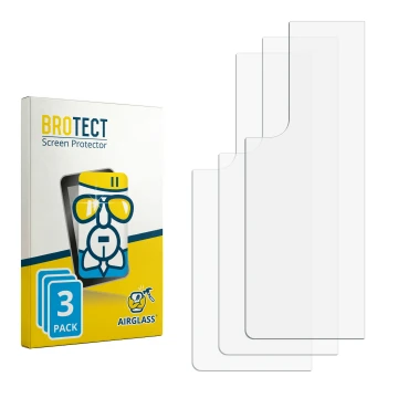 Face avant d’un emballage produit avec le logo de la marque BROTECT. À côté se trouve la protection d’écran correspondante.