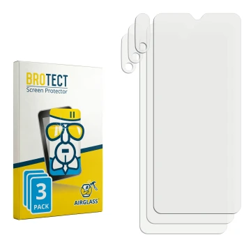 Face avant d’un emballage produit avec le logo de la marque BROTECT. À côté se trouve la protection d’écran correspondante.