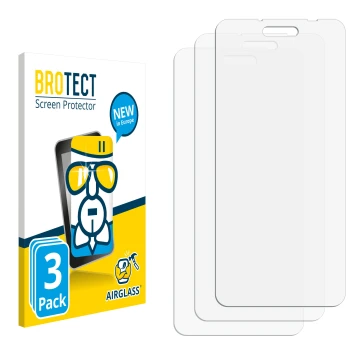 Face avant d’un emballage produit avec le logo de la marque BROTECT. À côté se trouve la protection d’écran correspondante.