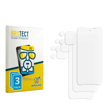 Face avant d’un emballage produit avec le logo de la marque BROTECT. À côté se trouve la protection d’écran correspondante.