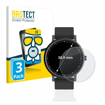 Face avant d’un emballage produit avec le logo de la marque BROTECT. À côté, l’appareil Montres (Circulaire, ø: 30 mm) est rep