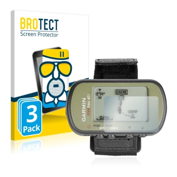 Face avant d’un emballage produit avec le logo de la marque BROTECT. À côté, l’appareil Garmin Foretrex 401 est représenté ave