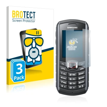 Face avant d’un emballage produit avec le logo de la marque BROTECT. À côté, l’appareil Samsung GT-B2710 est représenté avec l