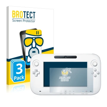 Face avant d’un emballage produit avec le logo de la marque BROTECT. À côté, l’appareil Nintendo Wii U GamePad (Controller) es