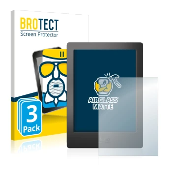 Face avant d’un emballage produit avec le logo de la marque BROTECT. À côté, l’appareil Kobo Aura H2O est représenté avec la p