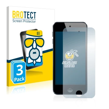 Face avant d’un emballage produit avec le logo de la marque BROTECT. À côté, l’appareil Apple iPod Touch (6ème Gen.) est repré