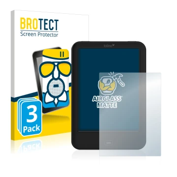 Face avant d’un emballage produit avec le logo de la marque BROTECT. À côté, l’appareil Tolino Shine 2 HD est représenté avec 
