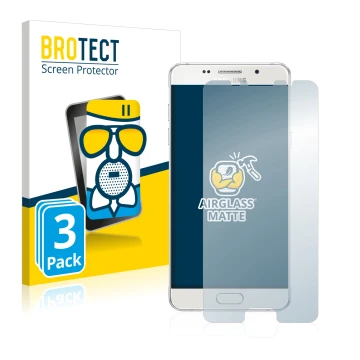 Face avant d’un emballage produit avec le logo de la marque BROTECT. À côté, l’appareil Samsung Galaxy A5 2016 est représenté 