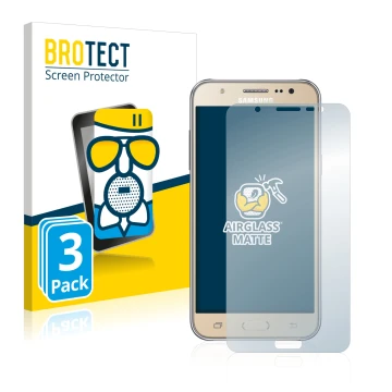 Face avant d’un emballage produit avec le logo de la marque BROTECT. À côté, l’appareil Samsung Galaxy J7 2016 est représenté 