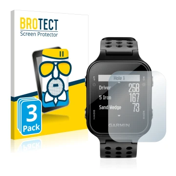 Face avant d’un emballage produit avec le logo de la marque BROTECT. À côté, l’appareil Garmin Approach S20 est représenté ave