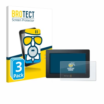 Face avant d’un emballage produit avec le logo de la marque BROTECT. À côté, l’appareil Blackmagic Design Blackmagic Video Ass