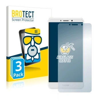 Face avant d’un emballage produit avec le logo de la marque BROTECT. À côté, l’appareil Honor 6X est représenté avec la protec
