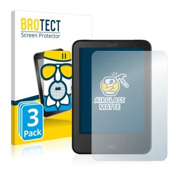 Face avant d’un emballage produit avec le logo de la marque BROTECT. À côté, l’appareil Tolino Vision 4 HD est représenté avec