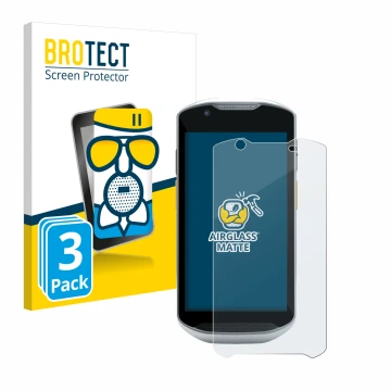 Face avant d’un emballage produit avec le logo de la marque BROTECT. À côté, l’appareil Zebra TC56 est représenté avec la prot