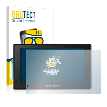 Face avant d’un emballage produit avec le logo de la marque BROTECT. À côté, l’appareil Garmin DriveSmart 51 LMT-D est représe