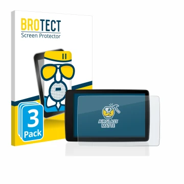 Face avant d’un emballage produit avec le logo de la marque BROTECT. À côté, l’appareil BMW Motorrad Navigator VI est représen