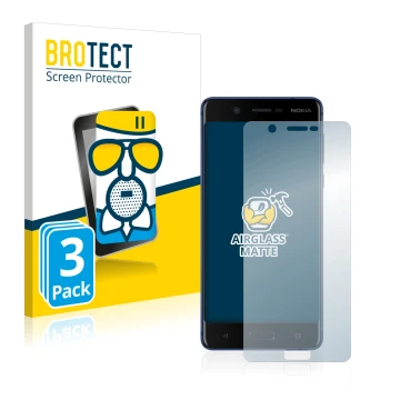 Face avant d’un emballage produit avec le logo de la marque BROTECT. À côté, l’appareil Nokia 5 est représenté avec la protect