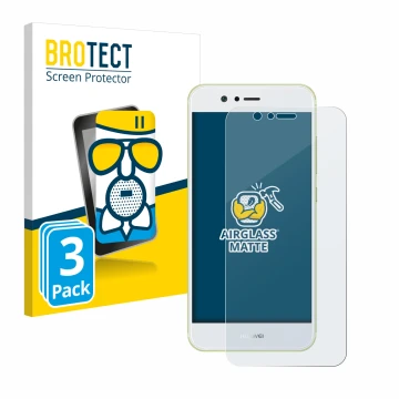 Face avant d’un emballage produit avec le logo de la marque BROTECT. À côté, l’appareil Huawei Nova 2 est représenté avec la p