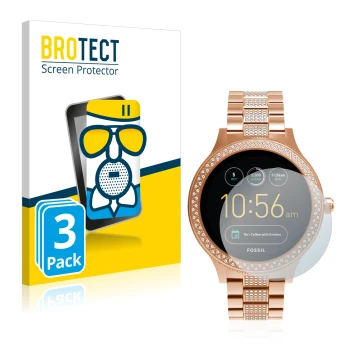 Face avant d’un emballage produit avec le logo de la marque BROTECT. À côté, l’appareil Fossil Q Venture est représenté avec l