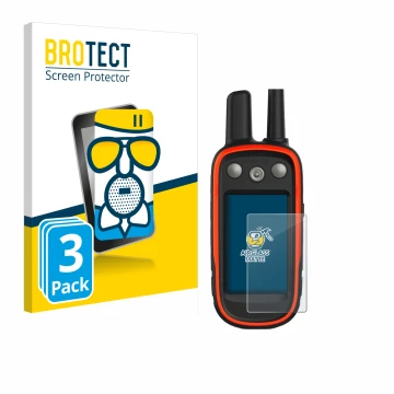 Face avant d’un emballage produit avec le logo de la marque BROTECT. À côté, l’appareil Garmin Atemos 100 est représenté avec 