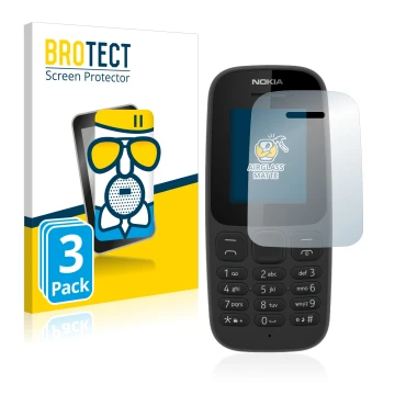 Face avant d’un emballage produit avec le logo de la marque BROTECT. À côté, l’appareil Nokia 105 2017 est représenté avec la 