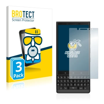 Face avant d’un emballage produit avec le logo de la marque BROTECT. À côté, l’appareil BlackBerry Key2 est représenté avec la