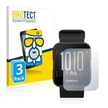 Face avant d’un emballage produit avec le logo de la marque BROTECT. À côté, l’appareil Garmin Approach S10 est représenté ave