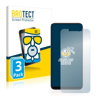 Face avant d’un emballage produit avec le logo de la marque BROTECT. À côté, l’appareil Xiaomi Mi 8 est représenté avec la pro