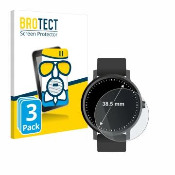 Face avant d’un emballage produit avec le logo de la marque BROTECT. À côté, l’appareil Montres (Circulaire, ø: 38.5 mm) est r