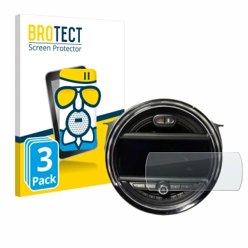 Face avant d’un emballage produit avec le logo de la marque BROTECT. À côté, l’appareil Mini Cooper F56 (8.8