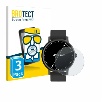 Face avant d’un emballage produit avec le logo de la marque BROTECT. À côté, l’appareil Montres (Circulaire, ø: 41.5 mm) est r