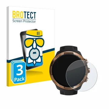 Face avant d’un emballage produit avec le logo de la marque BROTECT. À côté, l’appareil Suunto 9 Baro est représenté avec la p