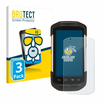 Face avant d’un emballage produit avec le logo de la marque BROTECT. À côté, l’appareil Zebra TC77 est représenté avec la prot