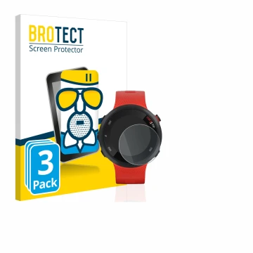 Face avant d’un emballage produit avec le logo de la marque BROTECT. À côté, l’appareil Garmin Forerunner 45 est représenté av
