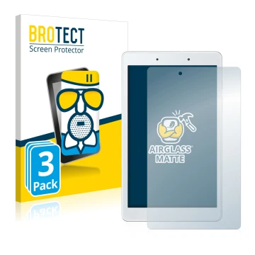 Face avant d’un emballage produit avec le logo de la marque BROTECT. À côté, l’appareil Samsung Galaxy Tab A 8.0 WiFi 2019 est