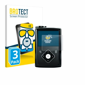 Face avant d’un emballage produit avec le logo de la marque BROTECT. À côté, l’appareil Medtronic Minimed 640G est représenté 