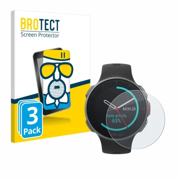 Face avant d’un emballage produit avec le logo de la marque BROTECT. À côté, l’appareil Polar Vantage V Titan est représenté a