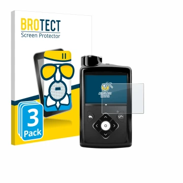Face avant d’un emballage produit avec le logo de la marque BROTECT. À côté, l’appareil Medtronic Minimed 670G est représenté 