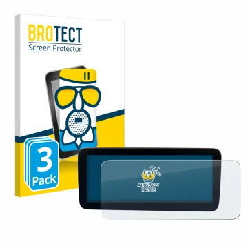 Face avant d’un emballage produit avec le logo de la marque BROTECT. À côté, l’appareil Mercedes-Benz Actros 2019 Cockpit 12