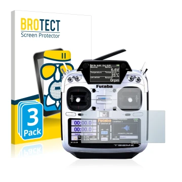 Face avant d’un emballage produit avec le logo de la marque BROTECT. À côté, l’appareil Robbe Futaba T32MZ est représenté avec