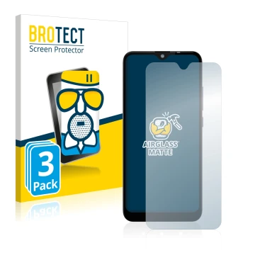 Face avant d’un emballage produit avec le logo de la marque BROTECT. À côté, l’appareil Gigaset GS110 est représenté avec la p