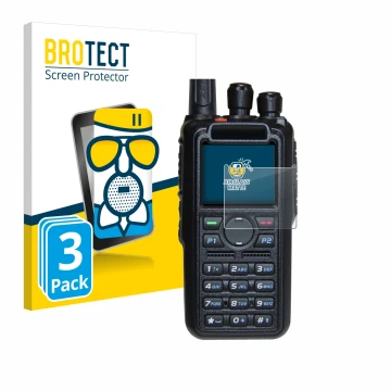 Face avant d’un emballage produit avec le logo de la marque BROTECT. À côté, l’appareil AnyTone AT-D878UV Plus est représenté 