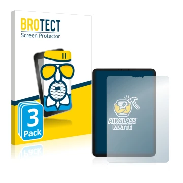 Face avant d’un emballage produit avec le logo de la marque BROTECT. À côté, l’appareil Apple iPad Pro 11