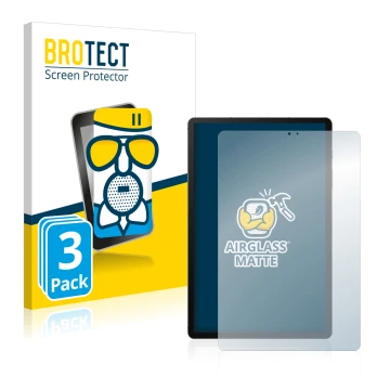 Face avant d’un emballage produit avec le logo de la marque BROTECT. À côté, l’appareil Samsung Galaxy Tab S6 2020 est représe